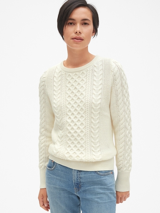 Image number 3 showing, Cable-Knit Crewneck Pullover Sweater
