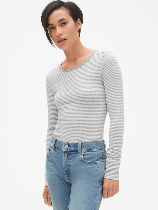 Striped Cotton Shirt for Women | Featherlight, Long-Sleeve, Crewneck Design