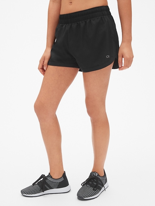1 of 8 showing, with the color true black of product GapFit 3" Running Shorts