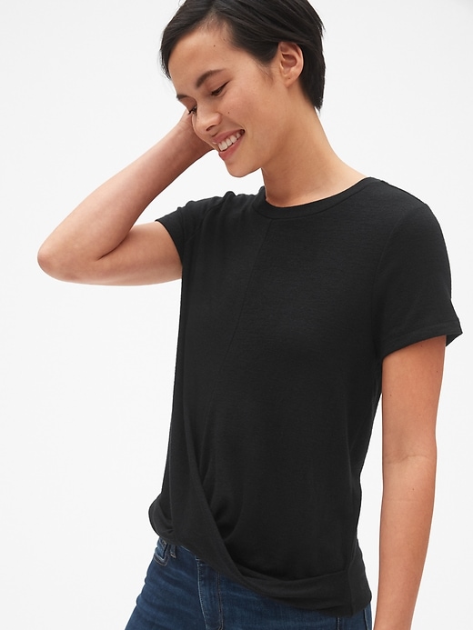 Image number 1 showing, Softspun Short Sleeve Twist-Hem T-Shirt