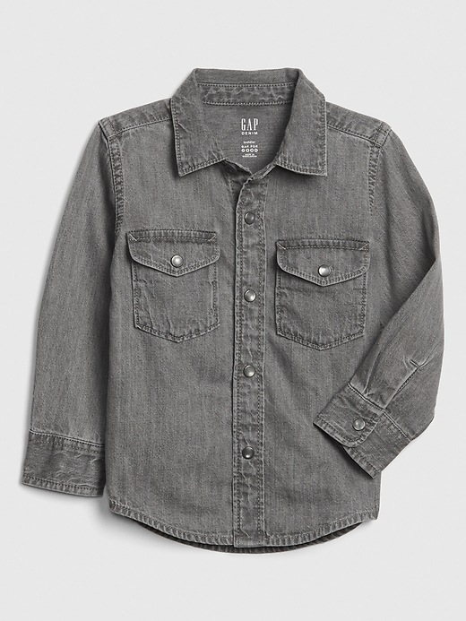 Image number 1 showing, Toddler Denim Long Sleeve Shirt