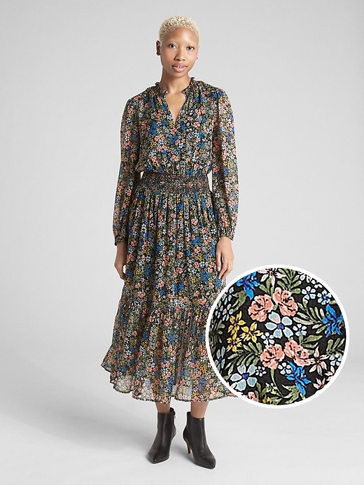 Gap floral print midi wrap dress hotsell