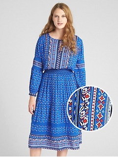 Women S Summer Dresses Gap Mix Print Long Sleeve Tiered Midi Dress