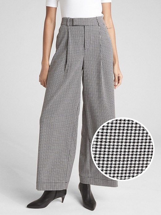 Image number 1 showing, High Rise Wide-Leg Plaid Pants