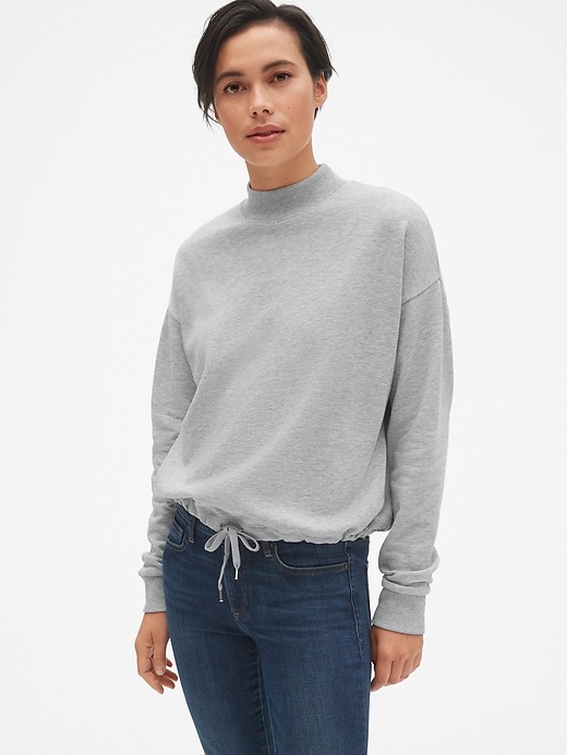 VINTAGE USA/AMERICA REVERSIBLE MOCKNECK SWEATSHIRT HEATHER GRAY