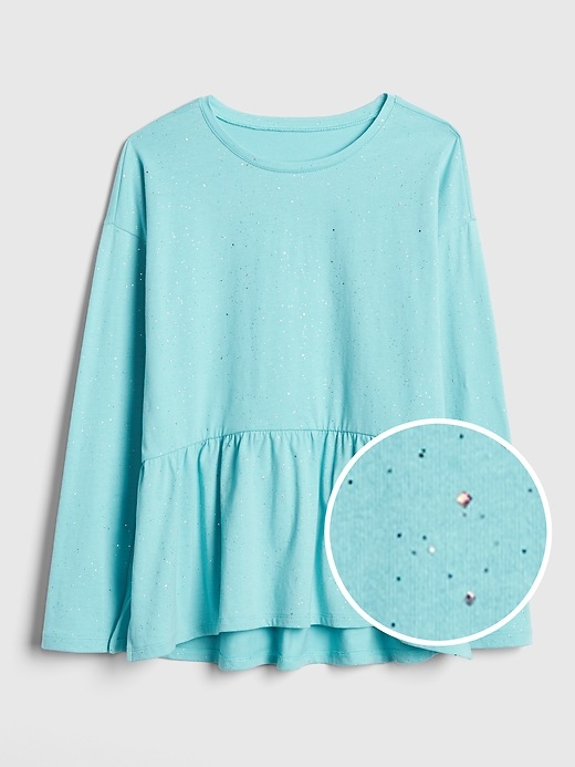 Image number 1 showing, Sparkle Peplum Long Sleeve T-Shirt