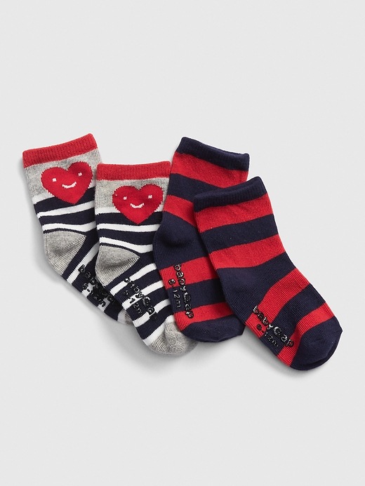 View large product image 1 of 1. Stripe Heart Crew Socks (2-Pack)