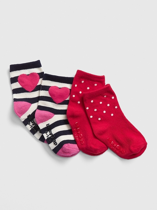View large product image 1 of 1. Baby Heart Dot Crew Socks (2-Pack)