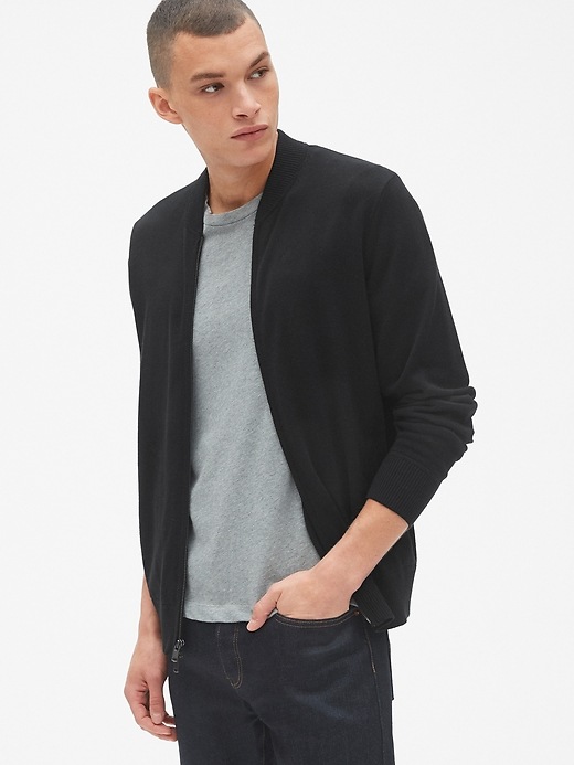 Image number 3 showing, Full-Zip Bomber Sweater