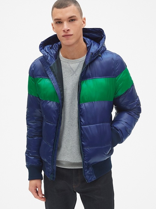 Heavyweight Colorblock Hooded Puffer Jacket Gap
