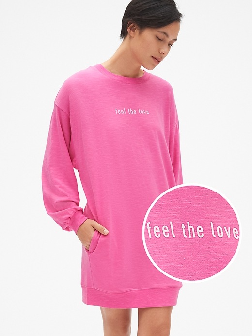 1 of 8 showing, with the color happy pink of product Graphic Sweatshirt Dress