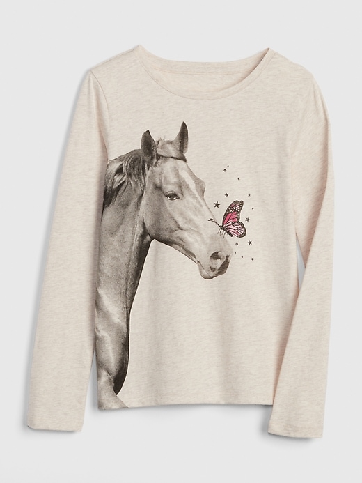 1 of 8 showing, with the color oatmeal of product Graphic Long Sleeve T-Shirt
