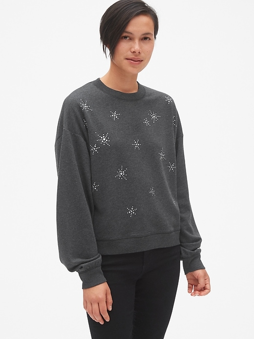 Embellished Pullover Sweatshirt in French Terry Gap