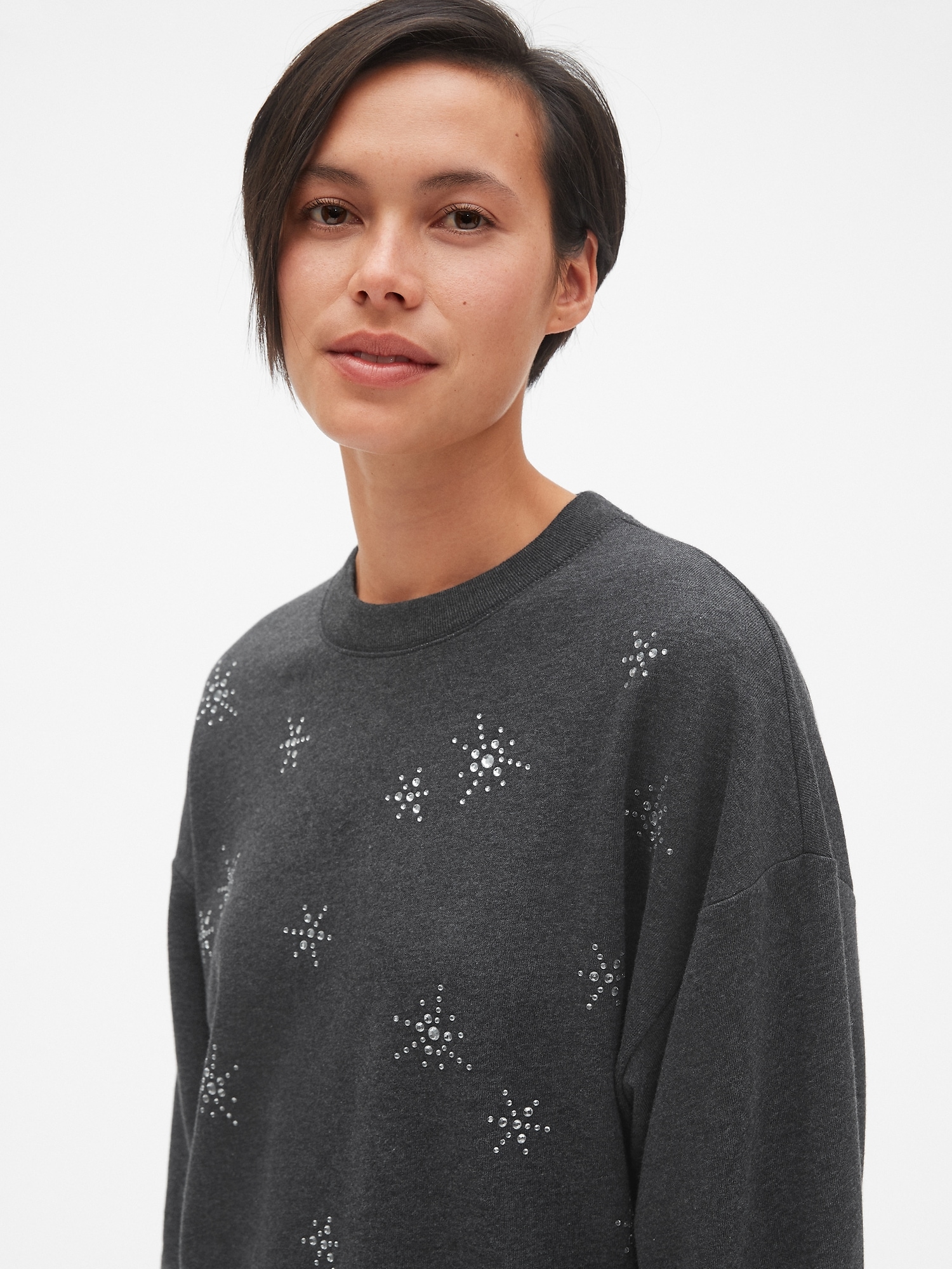 Embellished Pullover Sweatshirt in French Terry Gap