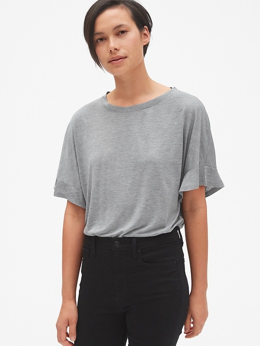 View large product image 1 of 1. Drapey Flutter Sleeve T-Shirt