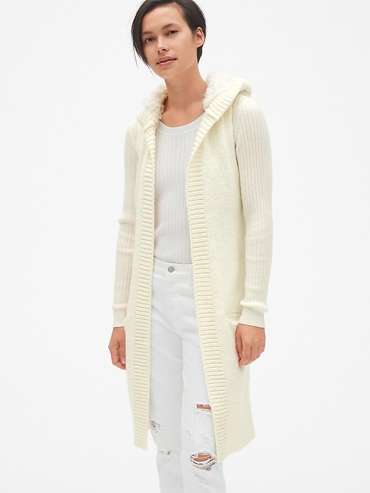 Longline SherpaLined Hooded Sweater Vest Gap