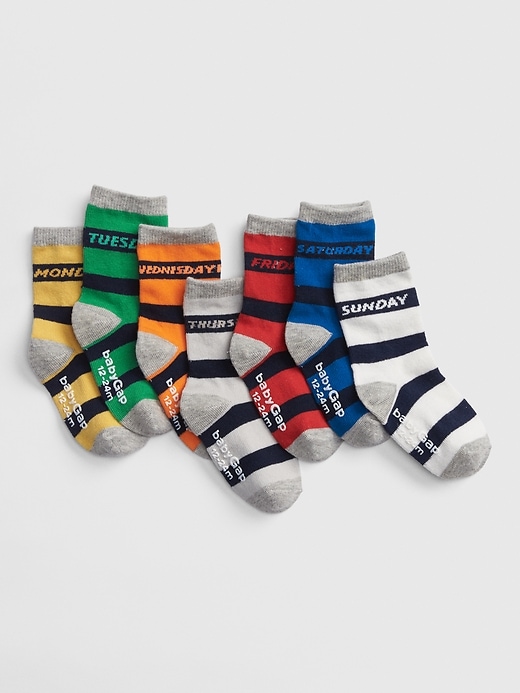 View large product image 1 of 1. Toddler Stripe Days-Of-The-Week Crew Socks (7-Pack)
