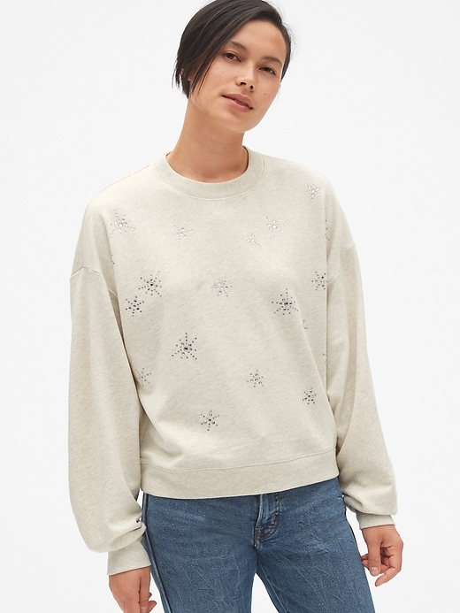View large product image 1 of 1. Embellished Pullover Sweatshirt in French Terry