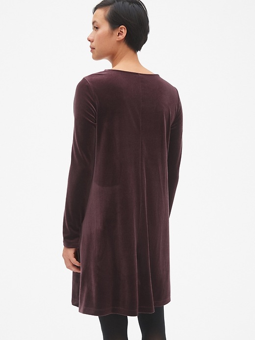 Image number 2 showing, Long Sleeve Velvet Swing Dress