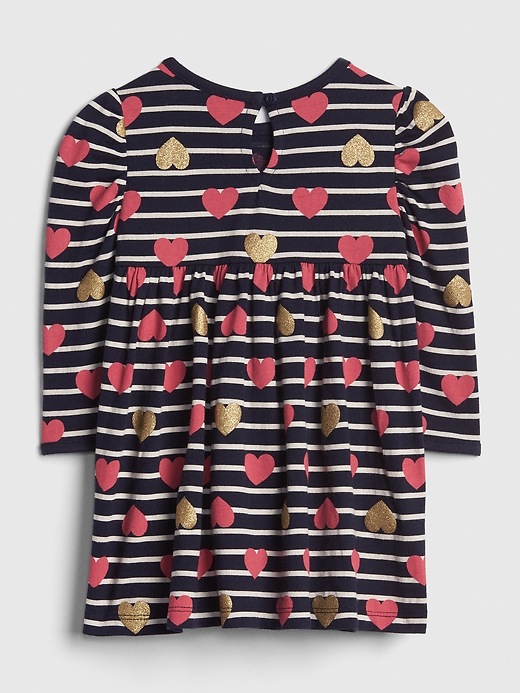 2 of 8 showing, with the color dark night of product Baby Glitter Stripe Heart Dress