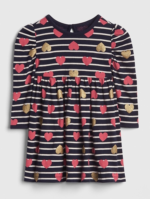 1 of 8 showing, with the color dark night of product Baby Glitter Stripe Heart Dress