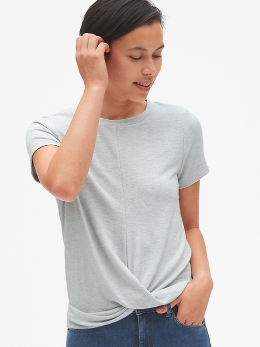 View large product image 1 of 1. Softspun Short Sleeve Twist-Hem T-Shirt