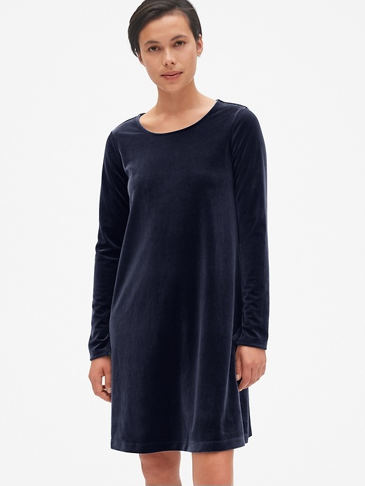 Image number 7 showing, Long Sleeve Velvet Swing Dress