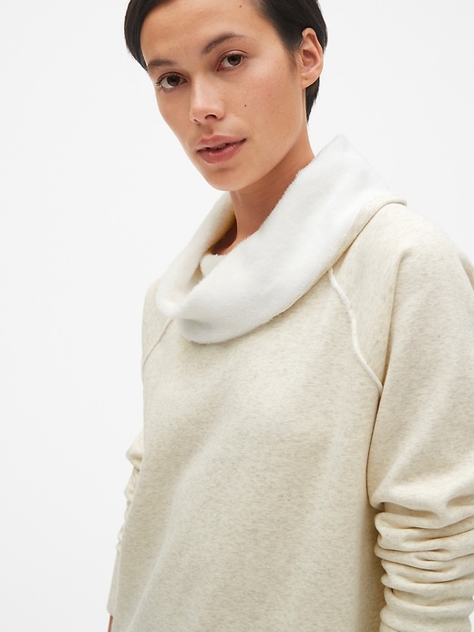 Image number 4 showing, Faux-Fur Lined Funnel-Neck Pullover Sweatshirt