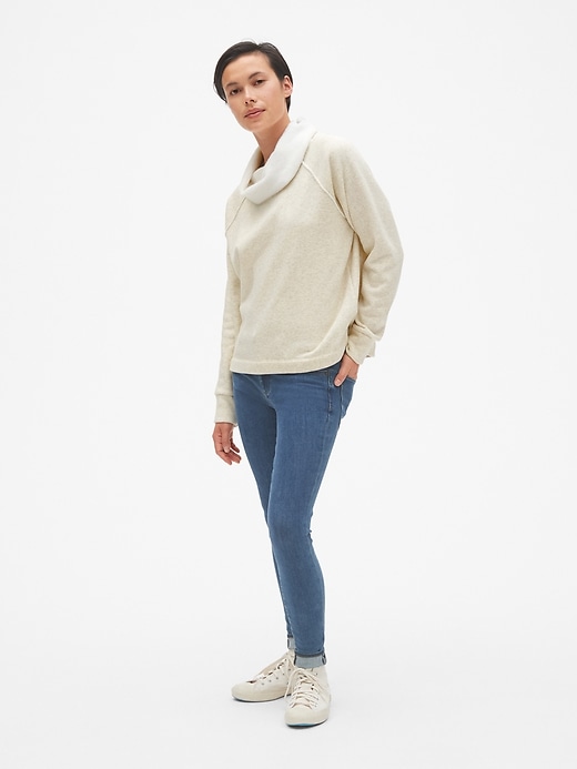 Image number 3 showing, Faux-Fur Lined Funnel-Neck Pullover Sweatshirt