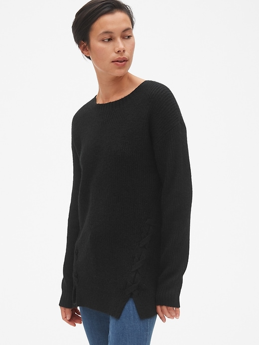 Shaker Stitch Lace-Up Pullover Sweater Tunic | Gap