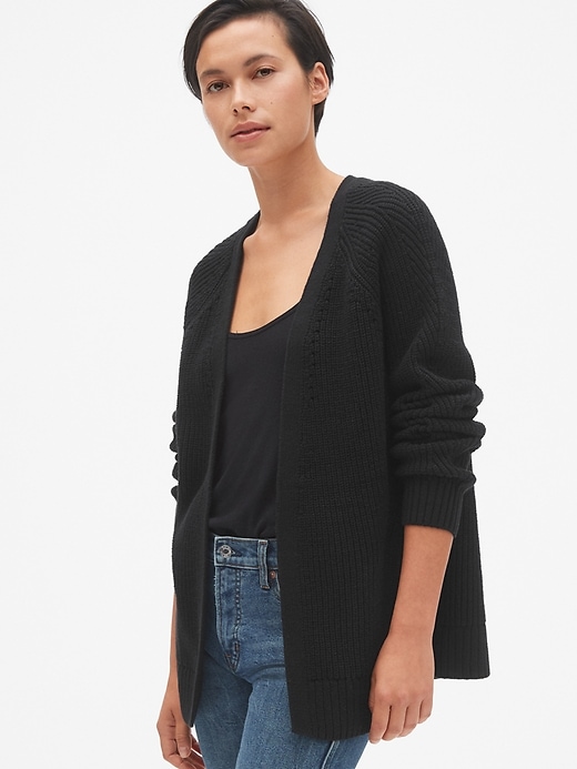 Relaxed Pointelle Open-Front Cardigan Sweater | Gap