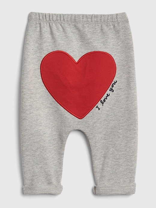 1 of 8 showing, with the color light heather gray of product Baby Heart Pull-On Pants