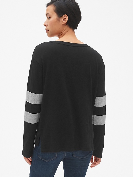 Image number 2 showing, Long Sleeve Varsity Stripe Crewneck T-Shirt