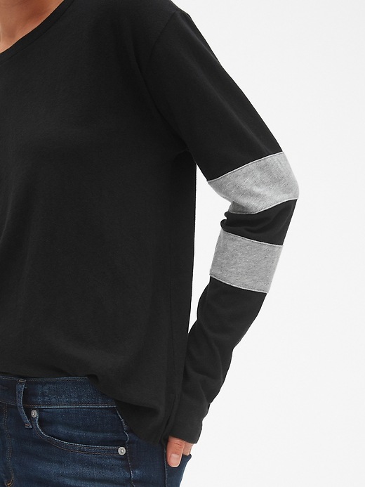Image number 5 showing, Long Sleeve Varsity Stripe Crewneck T-Shirt