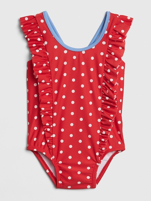 View large product image 1 of 3. Baby Ruffle Dot Swim One-Piece