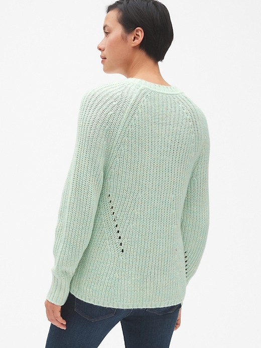 Image number 2 showing, Marled Pointelle Crewneck Pullover Sweater