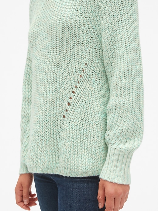 Image number 5 showing, Marled Pointelle Crewneck Pullover Sweater