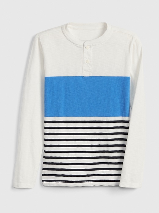 1 of 8 showing, with the color new off white of product Kids Stripe Henley T-Shirt