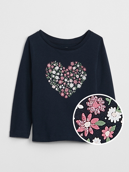 1 of 8 showing, with the color heart of product Sparkle Graphic Long Sleeve T-Shirt