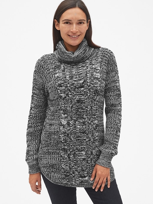 Image number 6 showing, Maternity Cable-Knit Turtleneck Pullover Sweater