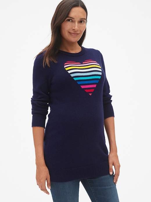 Image number 5 showing, Maternity Crazy Stripe Crewneck Pullover Sweater Tunic