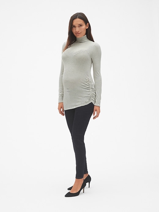 Image number 3 showing, Maternity Ribbed Turtleneck Top in Modal
