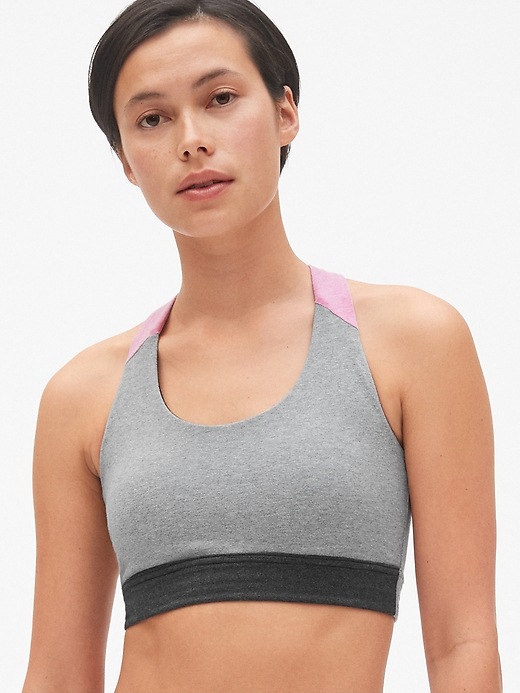 View large product image 1 of 1. GapFit Low Support Colorblock Crossback Sports Bra