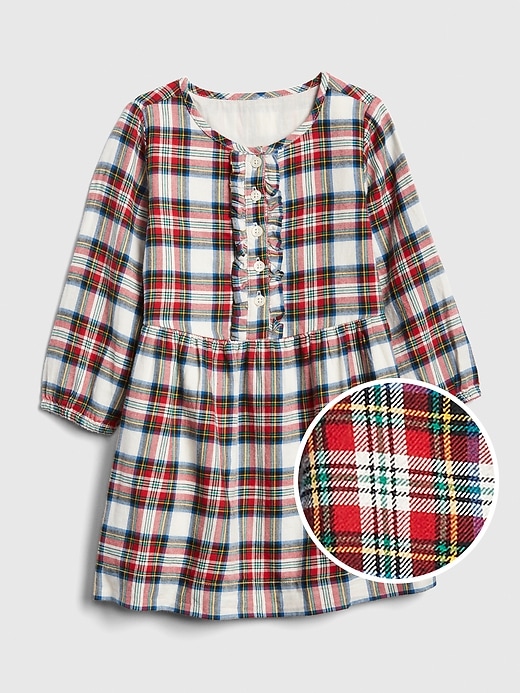 1 of 8 showing, with the color new off white of product Plaid Ruffle Dress