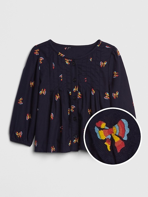 Image number 1 showing, Toddler Print Pleated Top