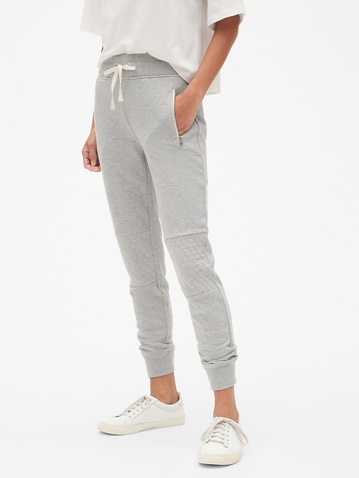 View large product image 1 of 1. Quilted Moto Joggers in French Terry