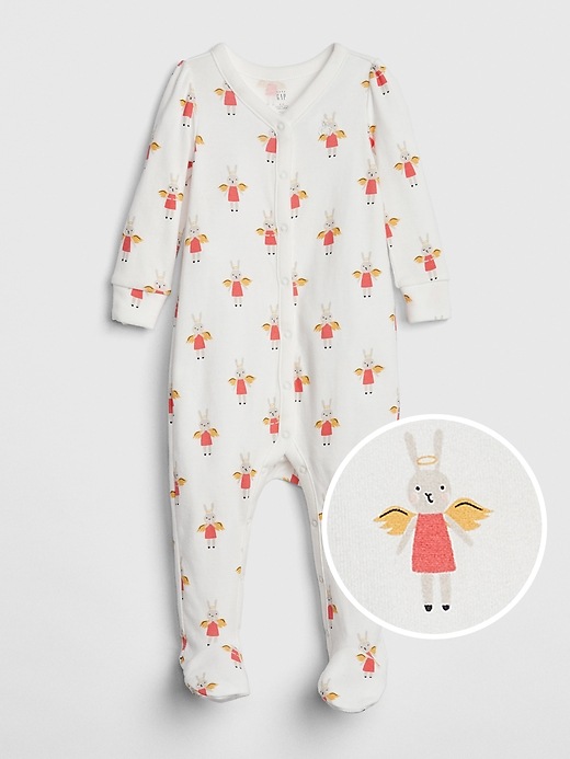 View large product image 1 of 1. Baby First Favorite Print Double-Faced Knit  Footed One-Piece