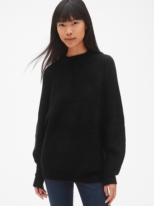 View large product image 1 of 1. Slouchy Textured Mockneck Pullover Sweater