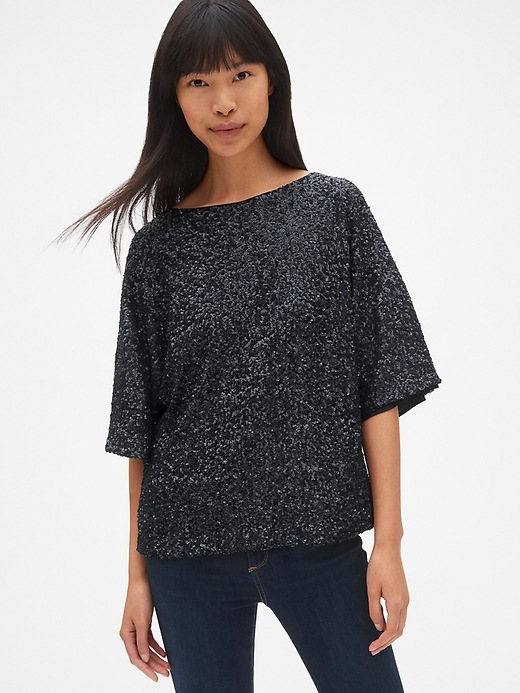 Image number 1 showing, Sequin Kimono Sleeve Top