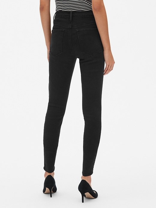 2 of 8 showing, with the color (Black) True Black of product High Rise True Skinny Jeans with Secret Smoothing Pockets with Washwell™